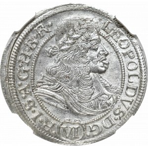Schlesien, Leopold I, 6 kreuzer 1674, Breslau - NGC MS66