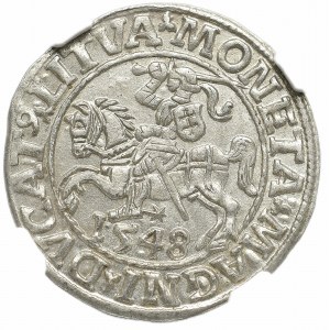 Zygmunt II August, Półgrosz 1548, Wilno - LI/LITVA NGC MS65