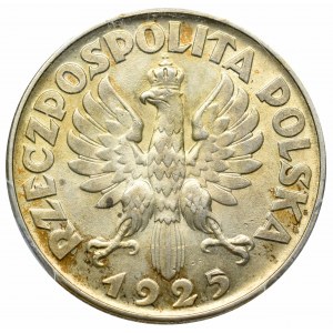 II Rzeczpospolita, 2 złote 1925, Filadelfia (bz.krop), Kobieta i kłosy - PCGS MS61
