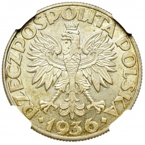 II Rzeczpospolita, 5 złotych 1936 Żaglowiec - NGC MS63