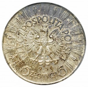 II Rzeczpospolita, 5 złotych 1936 Piłsudski - PCGS MS62