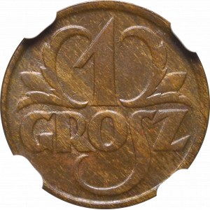 II Rzeczpospolita, 1 grosz 1928 - NGC MS64 BN