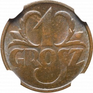 II Rzeczpospolita, 1 grosz 1935 - NGC MS64 BN