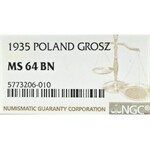 II Republic of Poland, 1 groschen 1935 - NGC MS64 BN