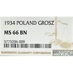 II Republic of Poland, 1 groschen 1934 - NGC MS66 BN