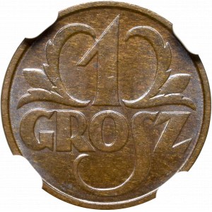 II Rzeczpospolita, 1 grosz 1930 - NGC MS65 BN