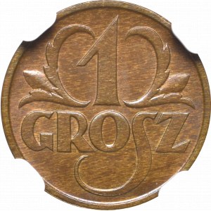 II Republic of Poland, 1 groschen 1927 - NGC MS65 BN