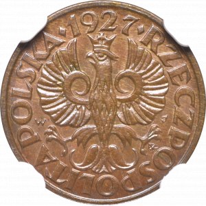 II Rzeczpospolita, 1 grosz 1927 - NGC MS65 BN