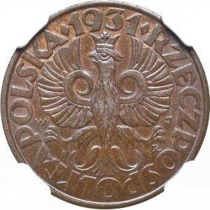 II Rzeczpospolita, 5 groszy 1931 - NGC MS64 BN