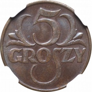 II Rzeczpospolita, 5 groszy 1935 - NGC MS64 BN