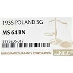 II Republic of Poland, 5 groschen 1935 - NGC MS64 BN