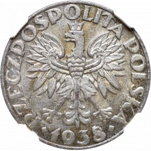 II Rzeczpospolita, 50 groszy 1938 Niklowane - NGC MS61