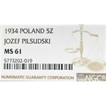 II Rzeczpospolita, 5 złotych 1934 Piłsudski - NGC MS61