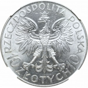 II Rzeczpospolita, 10 złotych 1933 Traugutt - NGC MS63