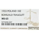 II Republic of Poland, 10 zloty 1933 Traugutt - NGC MS63