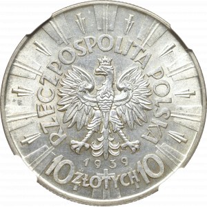 II Republic of Poland, 10 zloty 1939 Pilsudski - NGC MS62