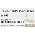 II Republic of Poland, 10 zloty 1932 - NGC MS62