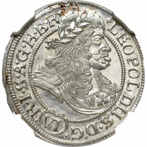 Schlesien, Leopold I, 6 kreuzer 1673, Breslau - NGC MS64