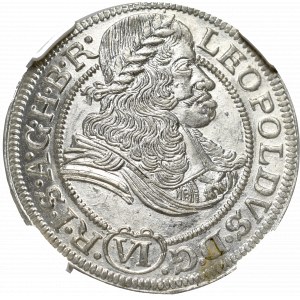 Schlesien, Leopold I, 6 kreuzer 1673, Breslau - NGC MS65