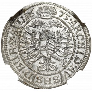 Śląsk, Leopold I, 6 krajcarów 1673 SHS, Wrocław - NGC MS65