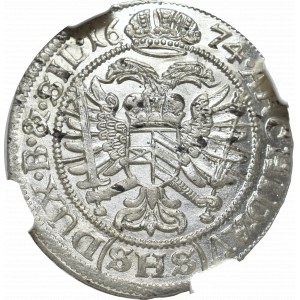 Śląsk, Leopold I, 6 krajcarów 1674 SHS, Wrocław - NGC MS65