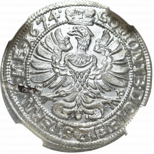 Śląsk, Sylwiusz Fryderyk, 6 krajcarów 1674, Legnica-Brzeg - NGC MS64