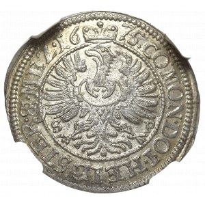 Śląsk, Sylwiusz Fryderyk, 3 krajcary 1675, Oleśnica - NGC MS63