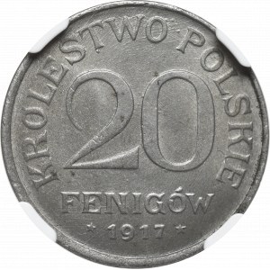 Królestwo Polskie, 20 fenigów 1917 - NGC MS64