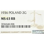 II Republic of Poland, 2 groschen 1936 - NGC MS63 RB