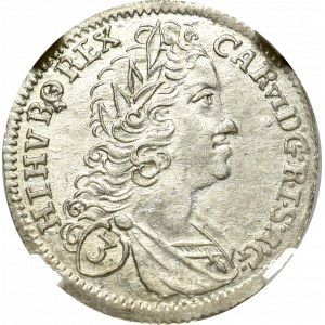 Bohemia under Habsburg, Carol VI, 3 kreuzer 1725, Prague - NGC MS62