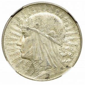 II Rzeczpospolita, 5 złotych 1933 Głowa kobiety - NGC MS61