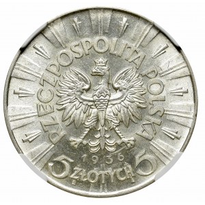 II Rzeczpospolita, 5 złotych 1936 Piłsudski - NGC AU58