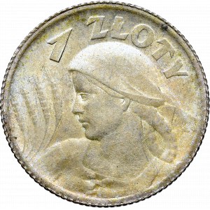 II Rzeczpospolita, 1 złoty 1924, Paryż (róg i pochodnia), Kobieta i kłosy