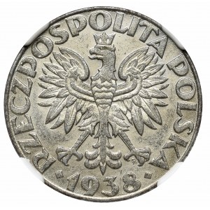 II Rzeczpospolita, 50 groszy 1938 Niklowane - NGC AU58