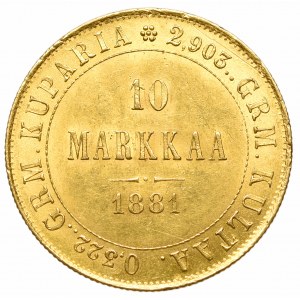 Russian occupation of Finland, Alexander III, 10 markkaa 1881 S, Helsinki