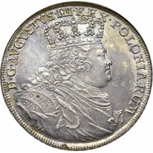 Friedrich August II, Thaler 1754, Leipzig - NGC AU58