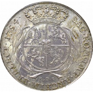 Friedrich August II, Thaler 1754, Leipzig - NGC AU58