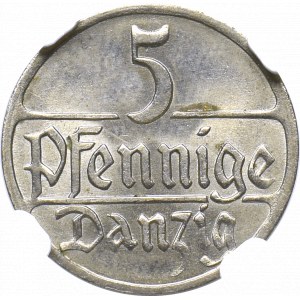 Wolne Miasto Gdańsk, 5 fenigów 1928 - NGC MS64