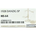 Free city of Danzig, 5 pfennige 1928 - NGC MS64