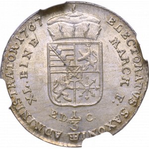 Germany, Saxony, Xaverius, 1/3 thaler 1767, Dresden - NGC MS64