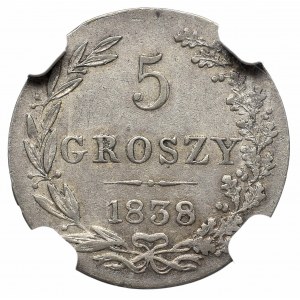 Królestwo Polskie, Mikołaj I, 5 groszy 1838 - NGC AU55
