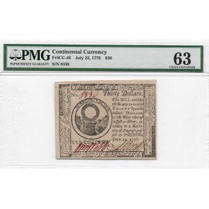 USA, 30 dolarów 22 lipiec 1776 - PMG 63