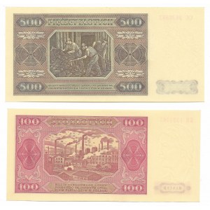 Peoples Republic of Poland, Lot 100 zloty and 500 zloty 1948