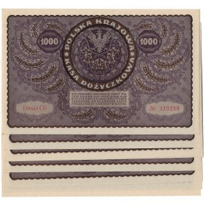 II Republic of Poland, lot 8 pcs 1000 polish mark 1919 