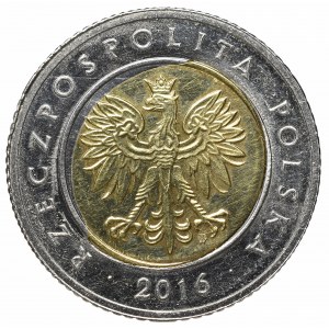 III Republic of Poland, 5 zloty 2016 Mint error