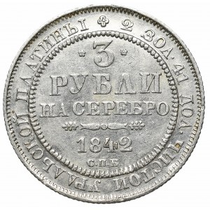 Rosja, Mikołaj I, 3 ruble srebrem 1842 - platyna