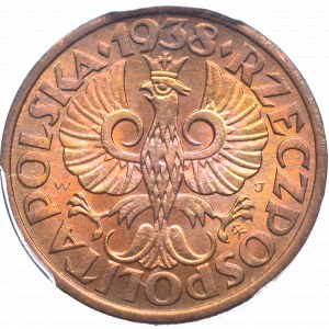 II Rzeczpospolita, 1 grosz 1938 - NGC MS66 RD