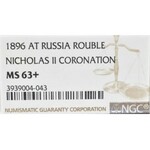 Rosja, Mikołaj II, Rubel koronacyjny 1896 АГ - NGC MS63+