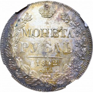 Rosja, Mikołaj I, Rubel 1842 АЧ - NGC UNC Details