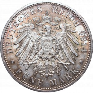 Germany, Anhalt-Dessau - Frederick II, 5 marks 1914 A, Berlin